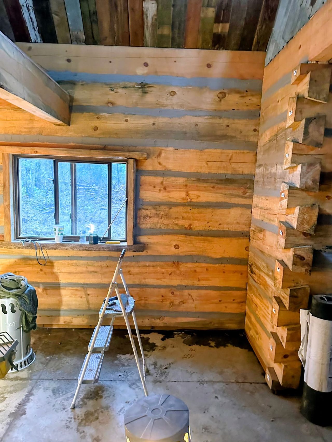 Chinked log cabin